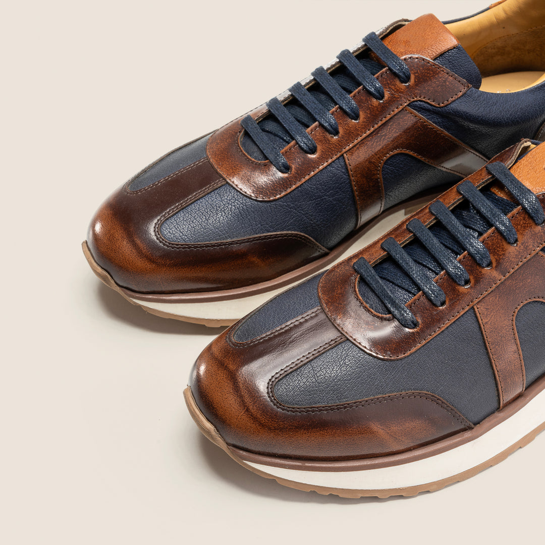 Achilles Beast | Duo Genuine Leather Ultimate Durable Sneakers - Blue X Brown