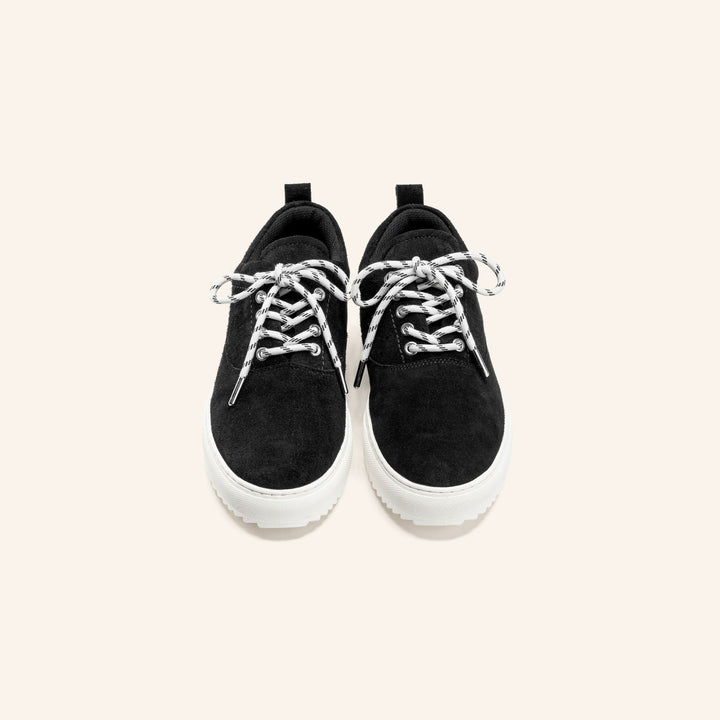 Achilles Zig 2.0 | Lace up Stitchy Suede Sneakers - Black