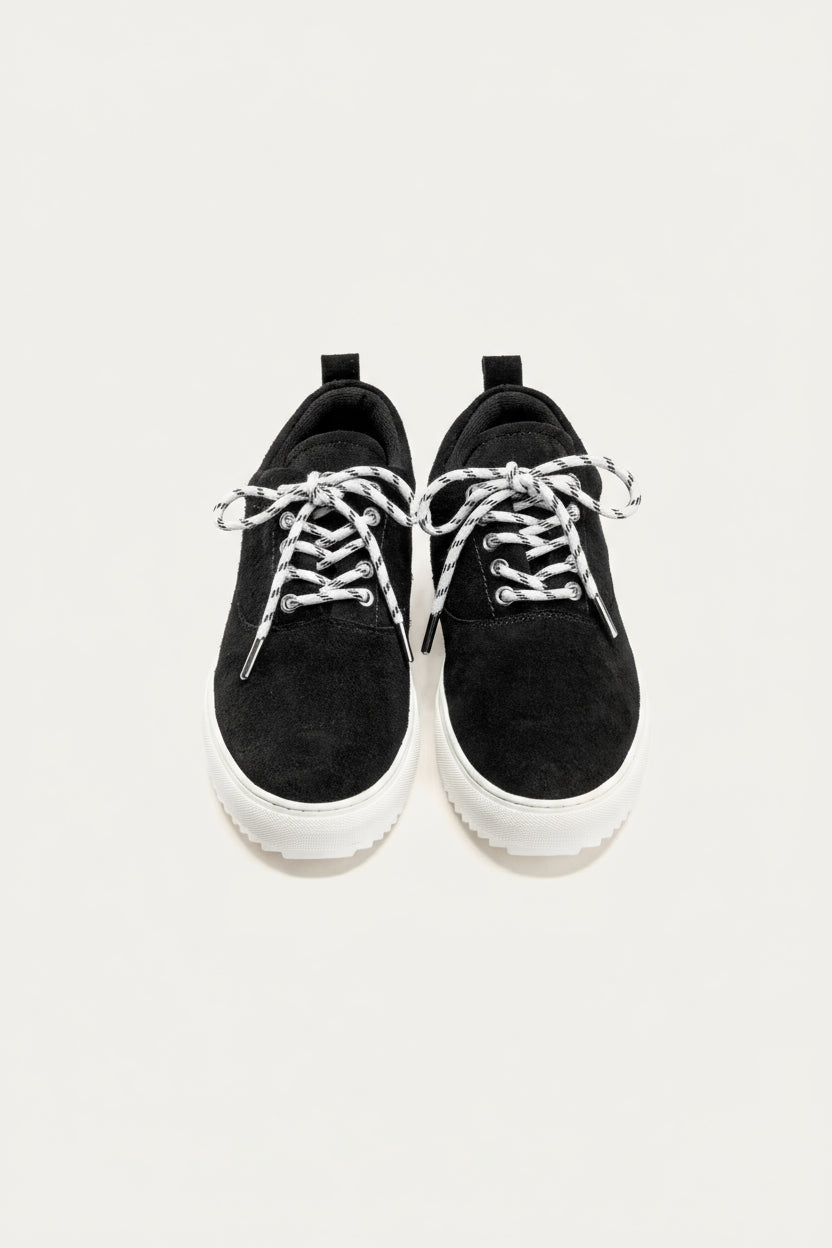 Achilles Zig 2.0 | Lace up Stitchy Suede Sneakers - Black