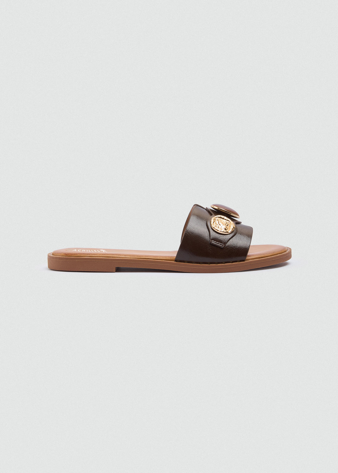 Flat Slides Coin Cabochon - Brown