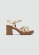 Platform Block Heel Studded Sandals - Beige