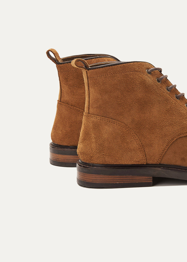 Moc Toe Suede Lace Up Genuine Leather Half Boots | Havana
