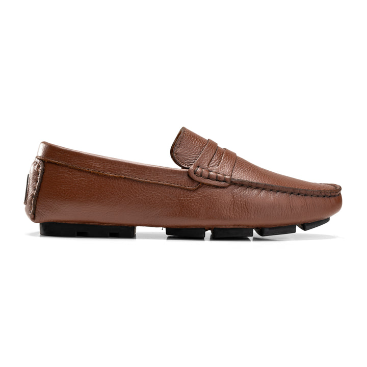 Moccasins | Tumbled calf leather rubber sole -Havan