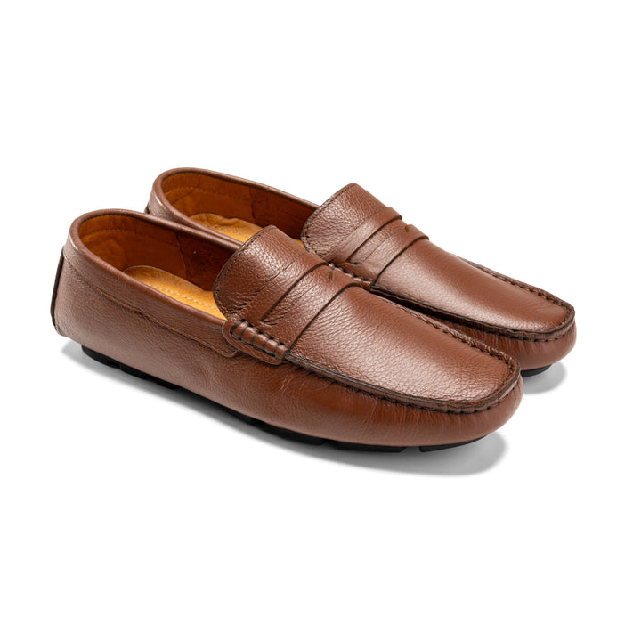 Moccasins | Tumbled calf leather rubber sole -Havan