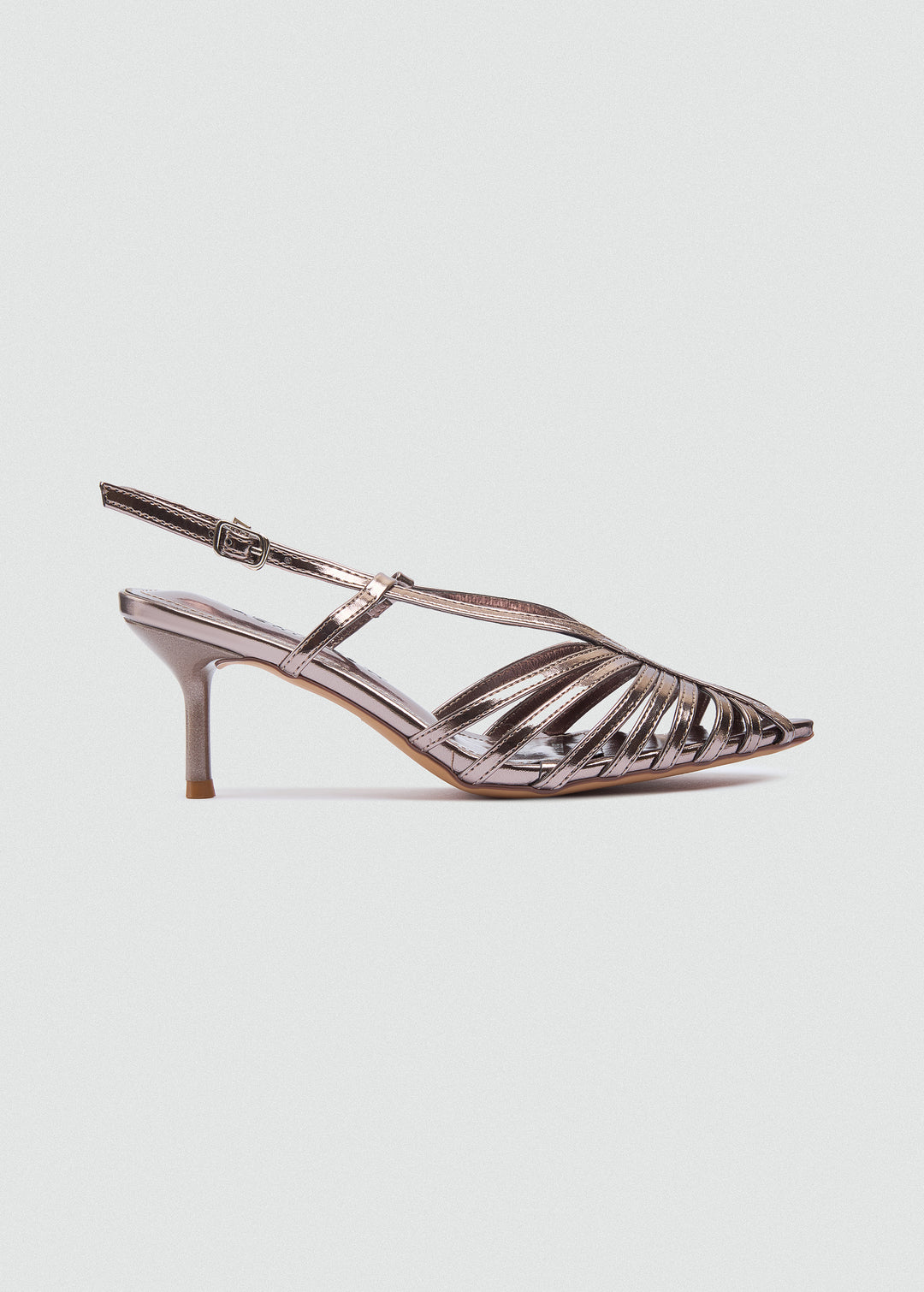 Strappy Caged Slingback Stiletto - Metallic Bronze