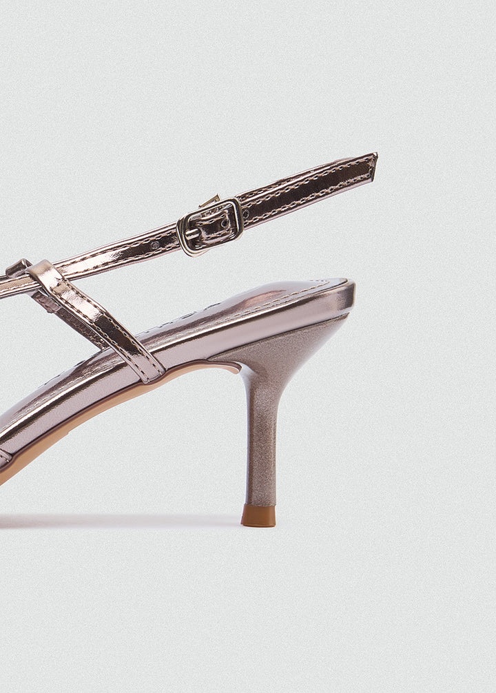 Strappy Caged Slingback Stiletto - Metallic Bronze