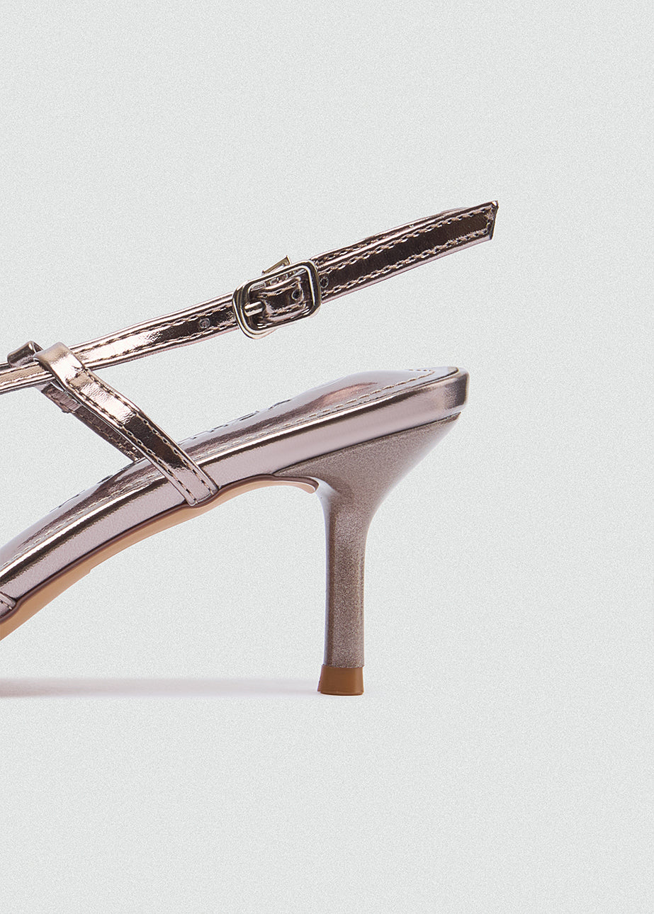 Strappy Caged Slingback Stiletto - Metallic Bronze
