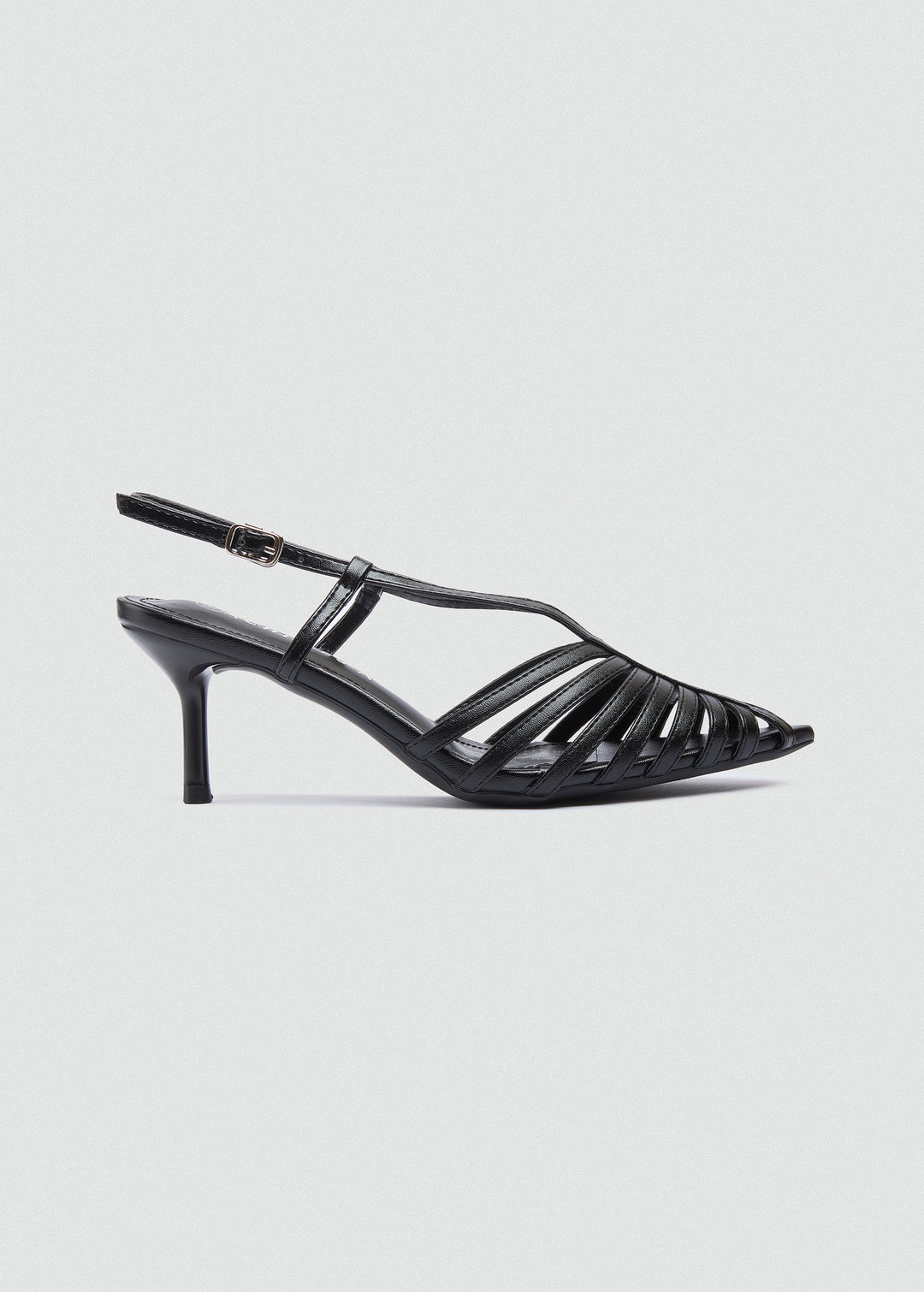 Strappy Caged Slingback Stiletto - Black