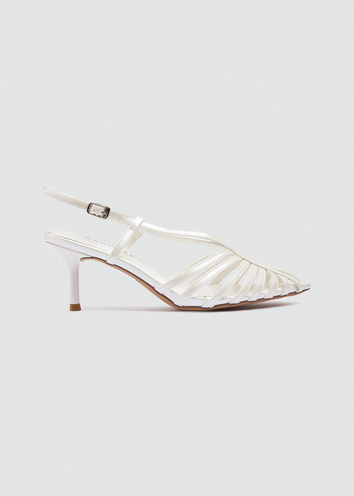 Strappy Caged Slingback Stiletto - White