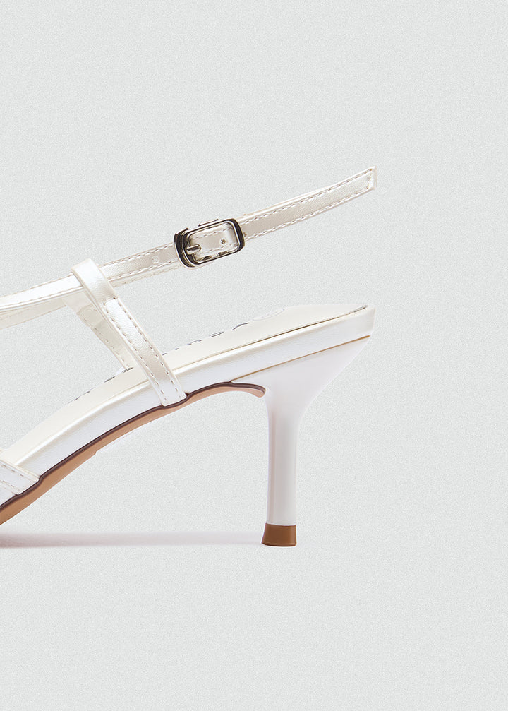 Strappy Caged Slingback Stiletto - White