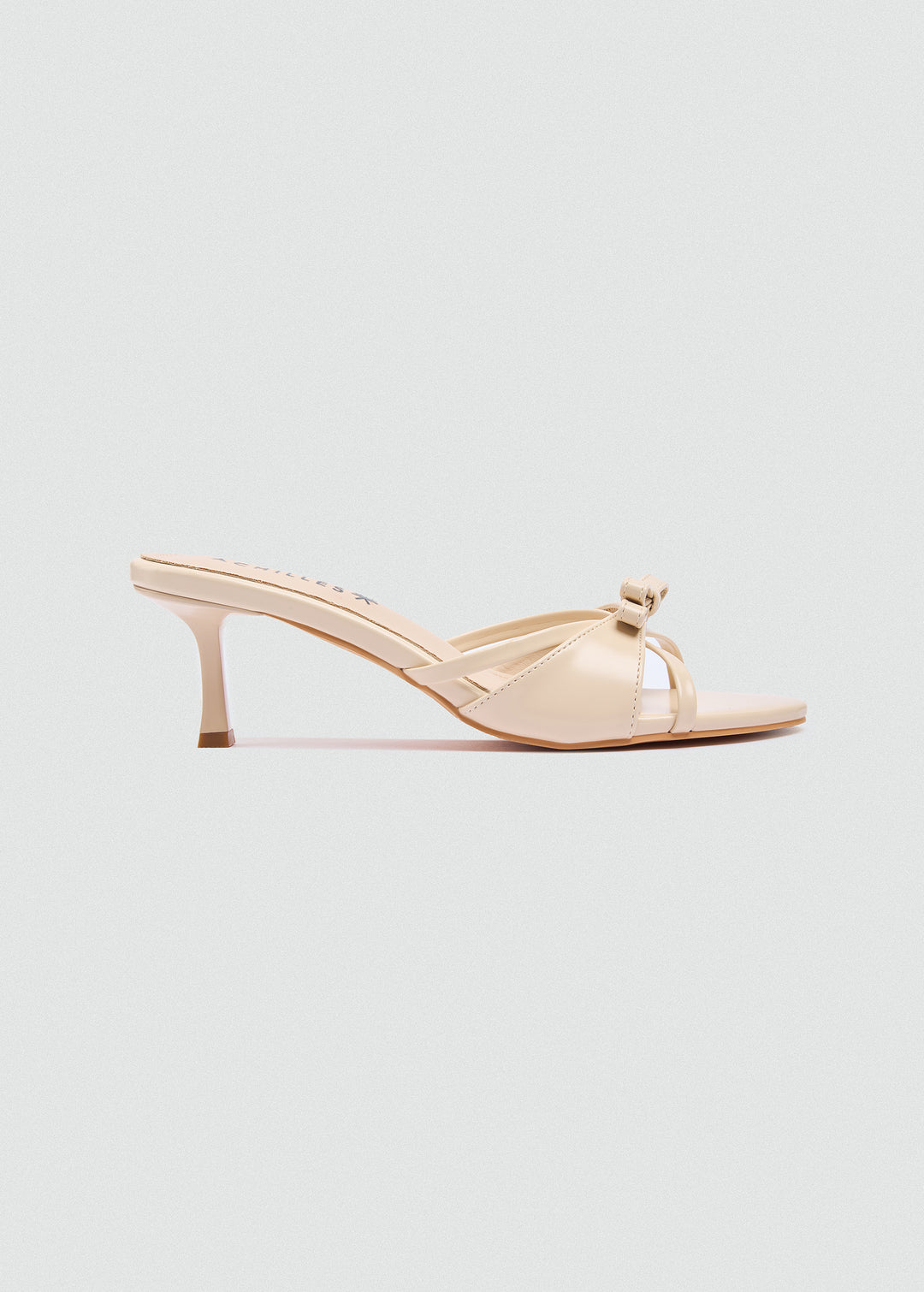Patent Kitten Bow Heels - Beige