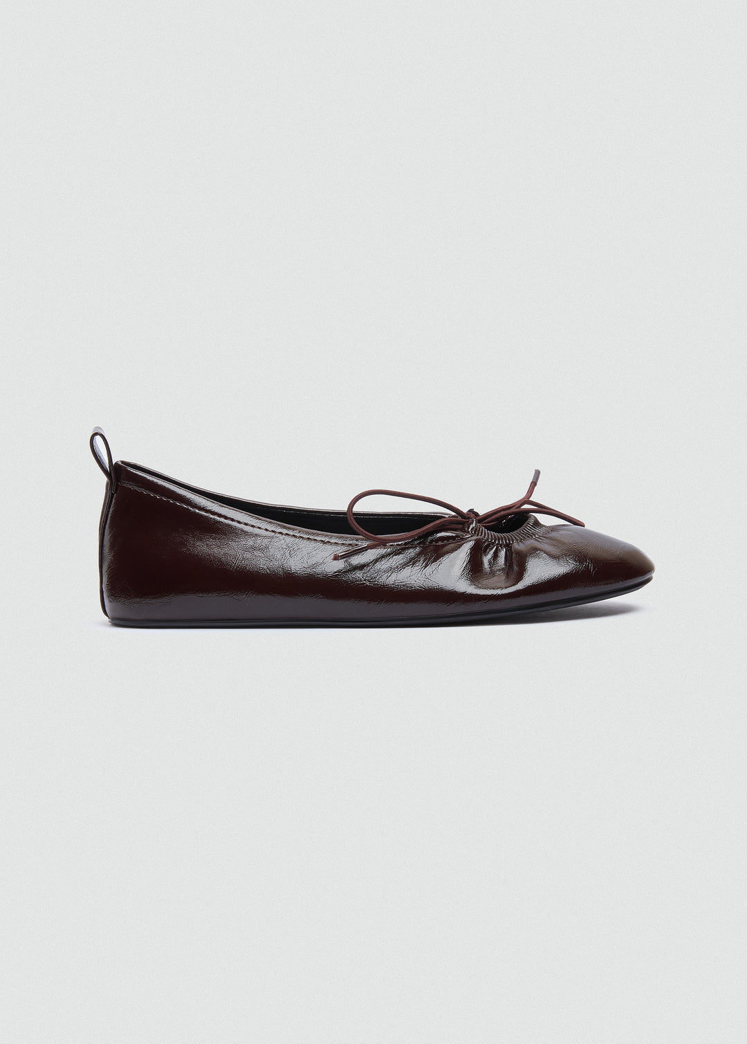 Patent Crinkle Ballet Flats - Brown