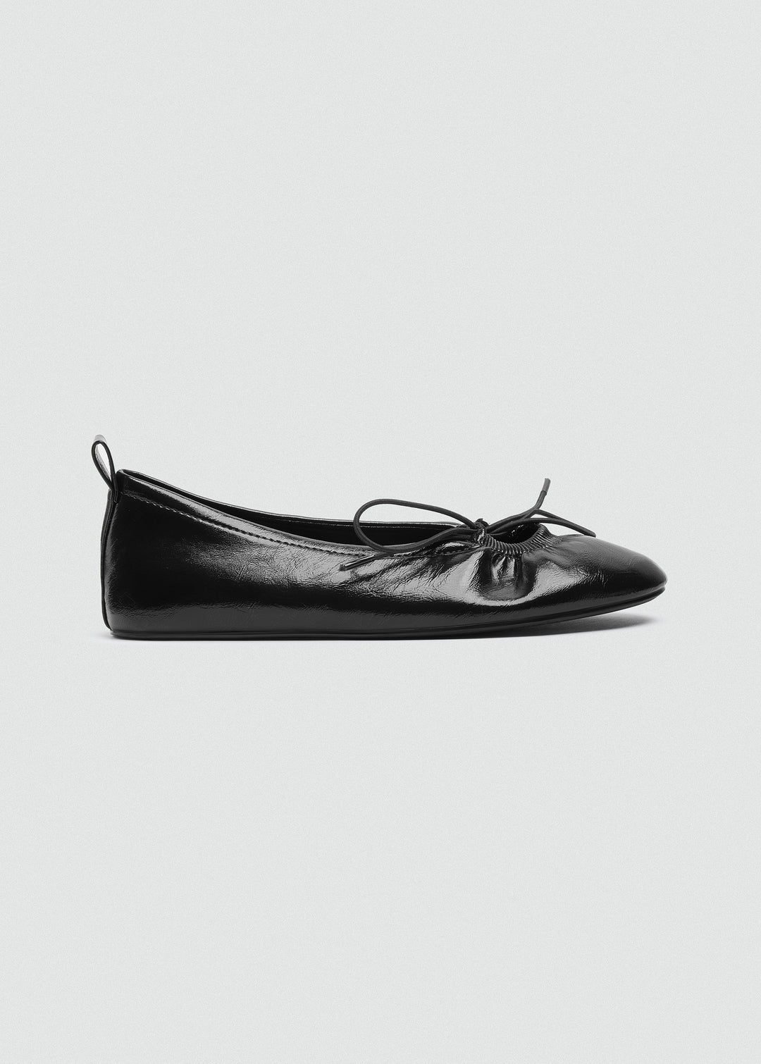 Patent Crinkle Ballet Flats - Black