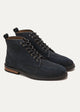 Moc Toe Suede Lace Up Genuine Leather Half Boots | Dark Blue