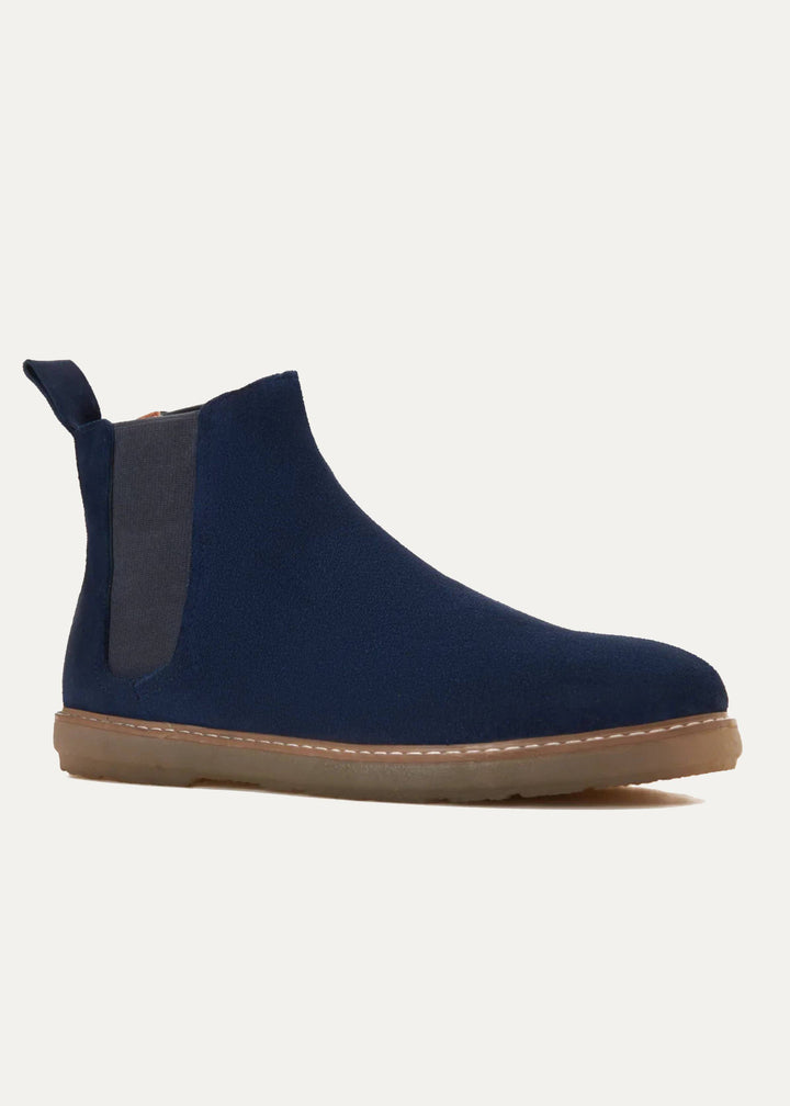 Achilles Plain Suede Chelsea Half Boot - Dark Blue