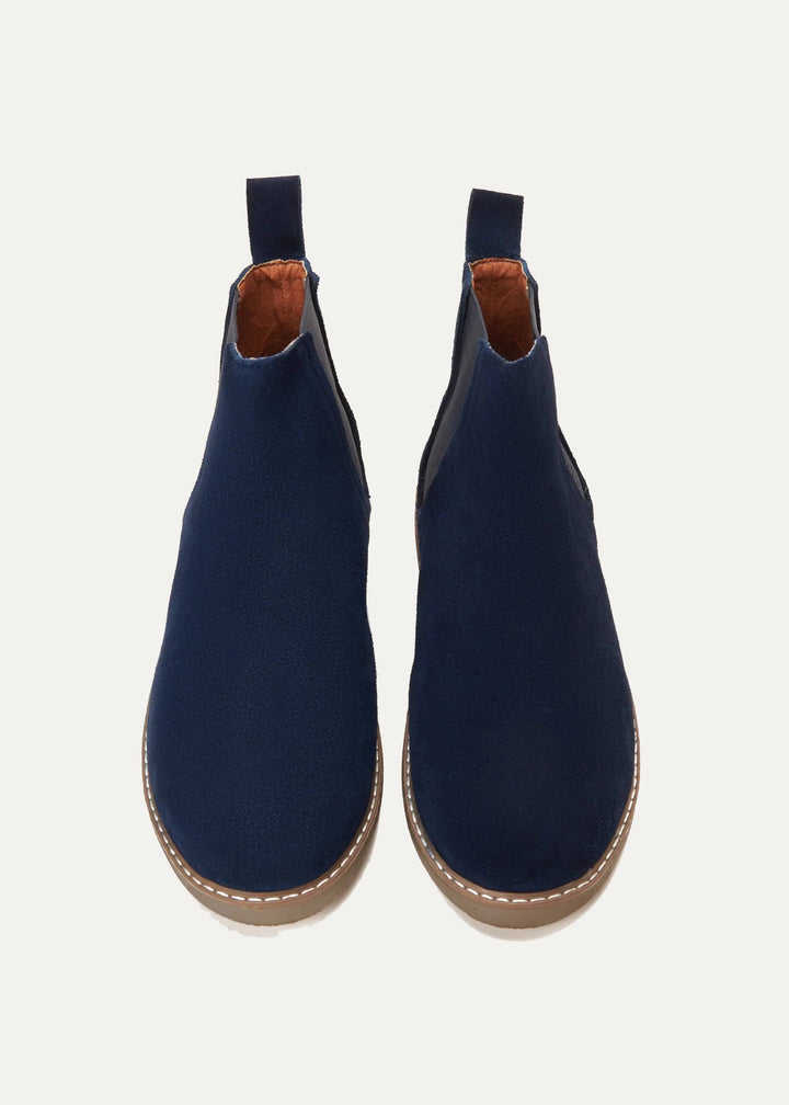 Plain Suede Chelsea Half Boot | Dark Blue