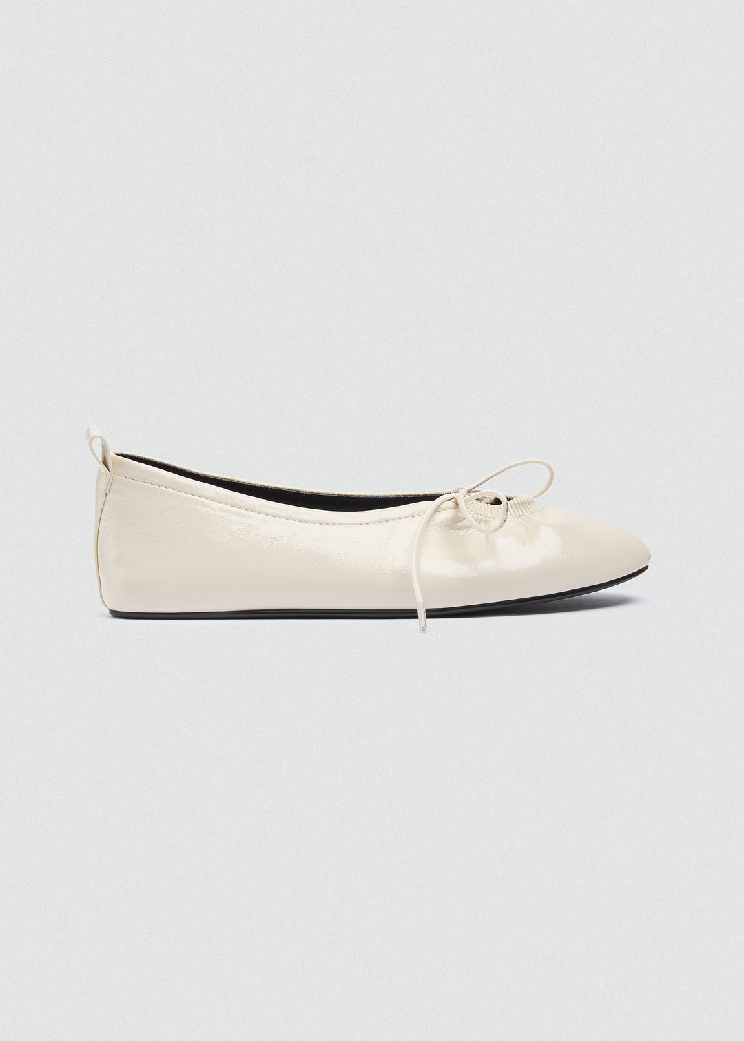 Patent Crinkle Ballet Flats - Beige