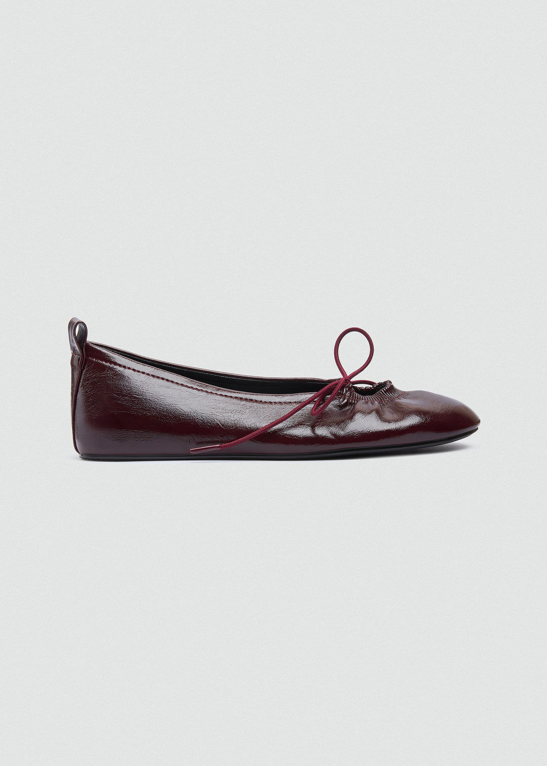 Patent Crinkle Ballet Flats - Maroon