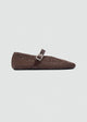 Woven Mesh Mary Jane Flats - Brown