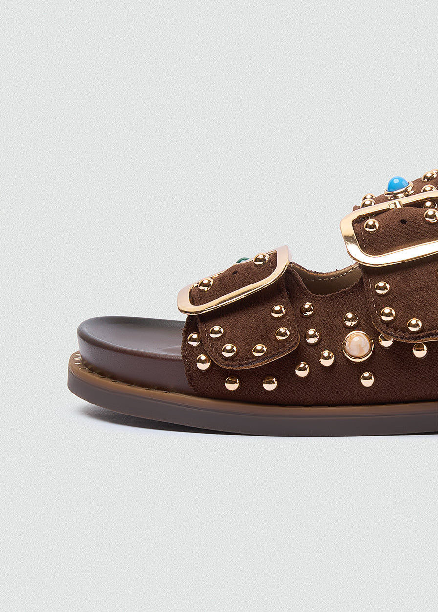 Studded Sandals - Brown