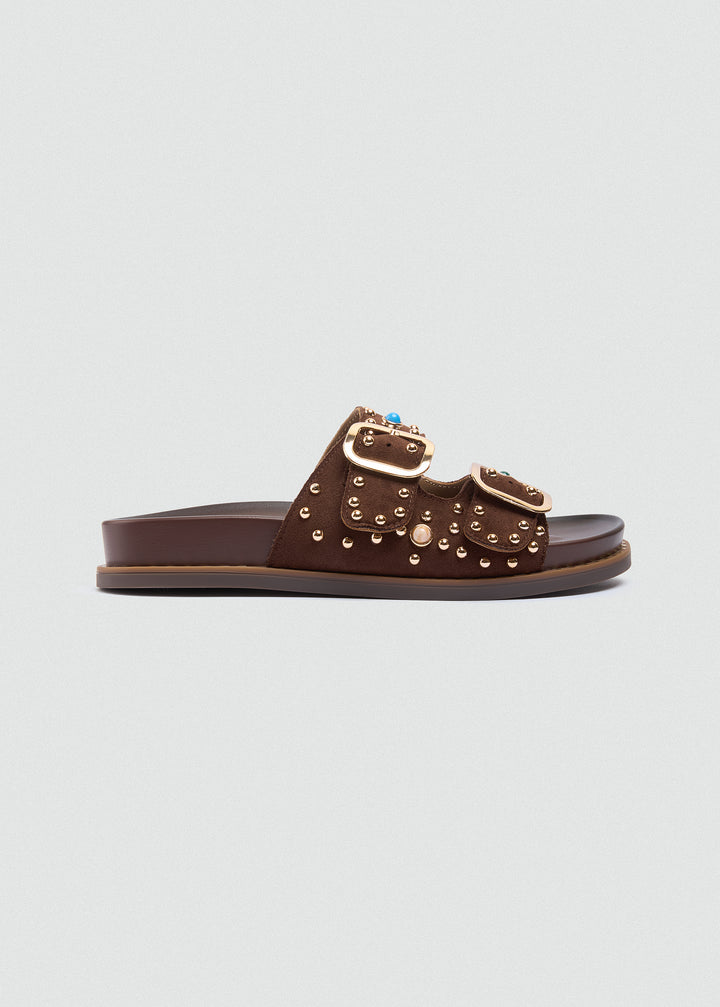 Studded Sandals - Brown