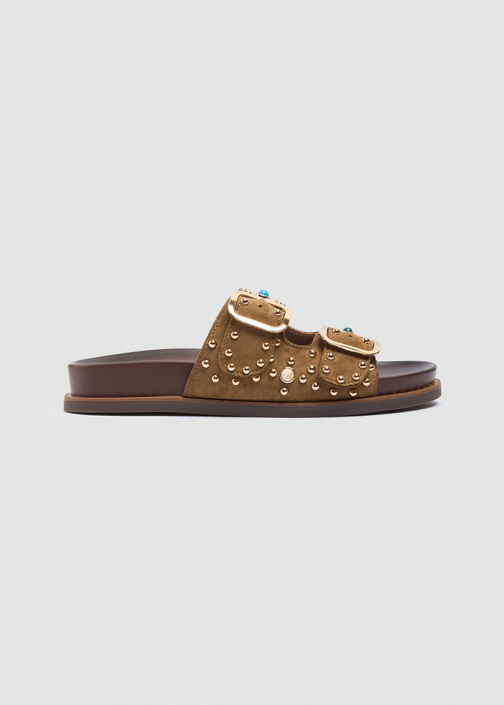 Studded Sandals - Café