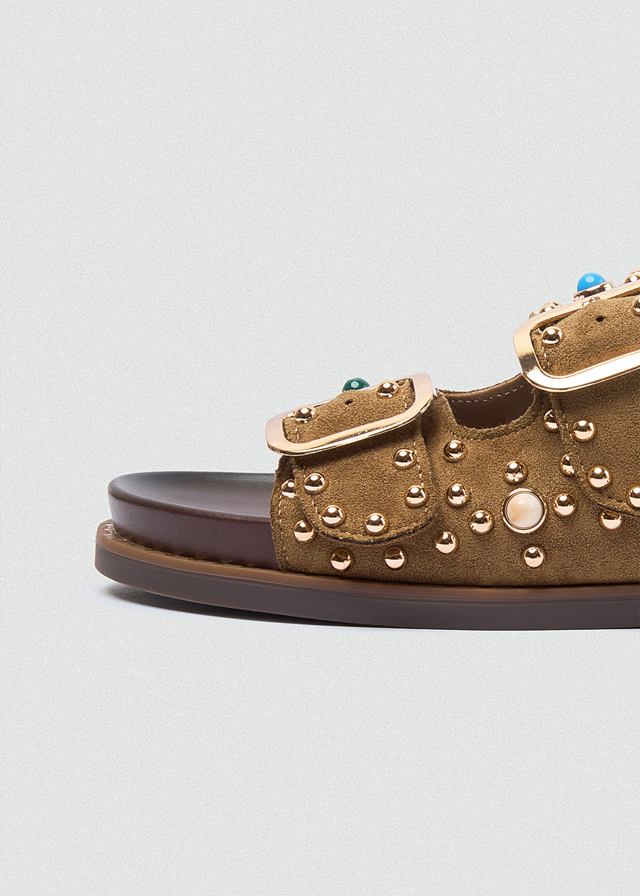 Studded Sandals - Café