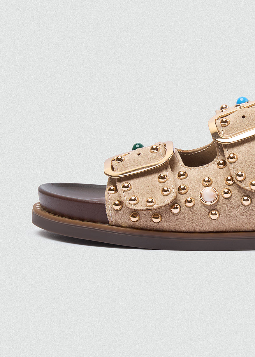Studded Sandals - Beige
