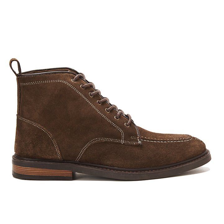 Moc Toe Suede Lace Up Genuine Leather Half Boots | Brown