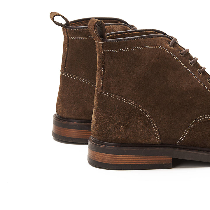 Moc Toe Suede Lace Up Genuine Leather Half Boots | Brown