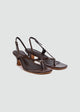 Strappy Thong Heel Sandals - Brown