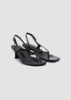 Strappy Thong Heel Sandals - Black