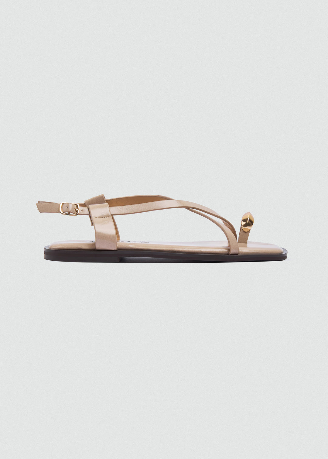 Thong Flat Sandals Gold Ring - Beige