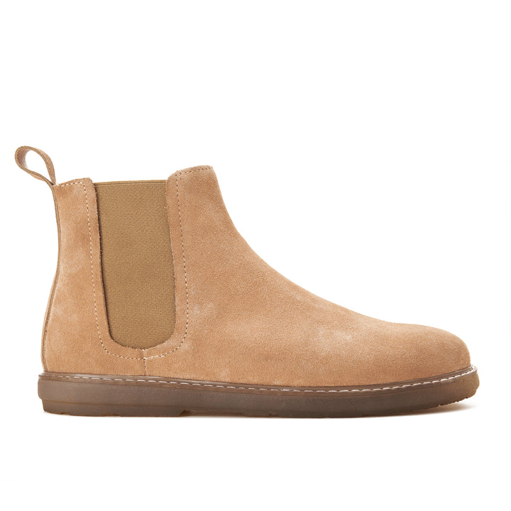 Achilles Plain Suede Chelsea Half Boot - Beige