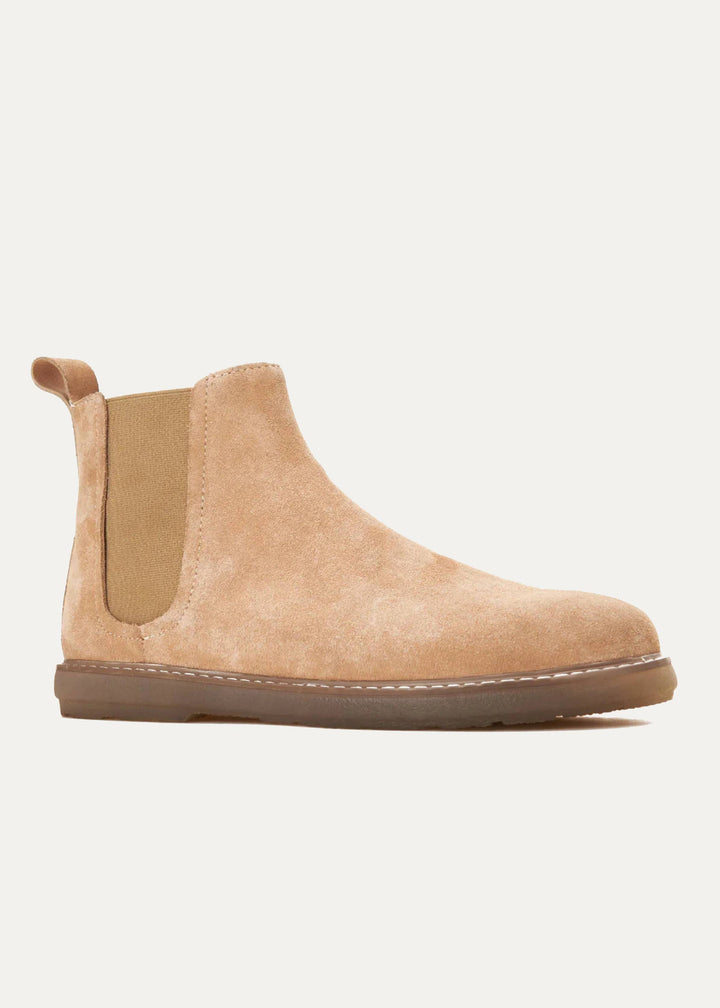 Achilles Plain Suede Chelsea Half Boot - Beige