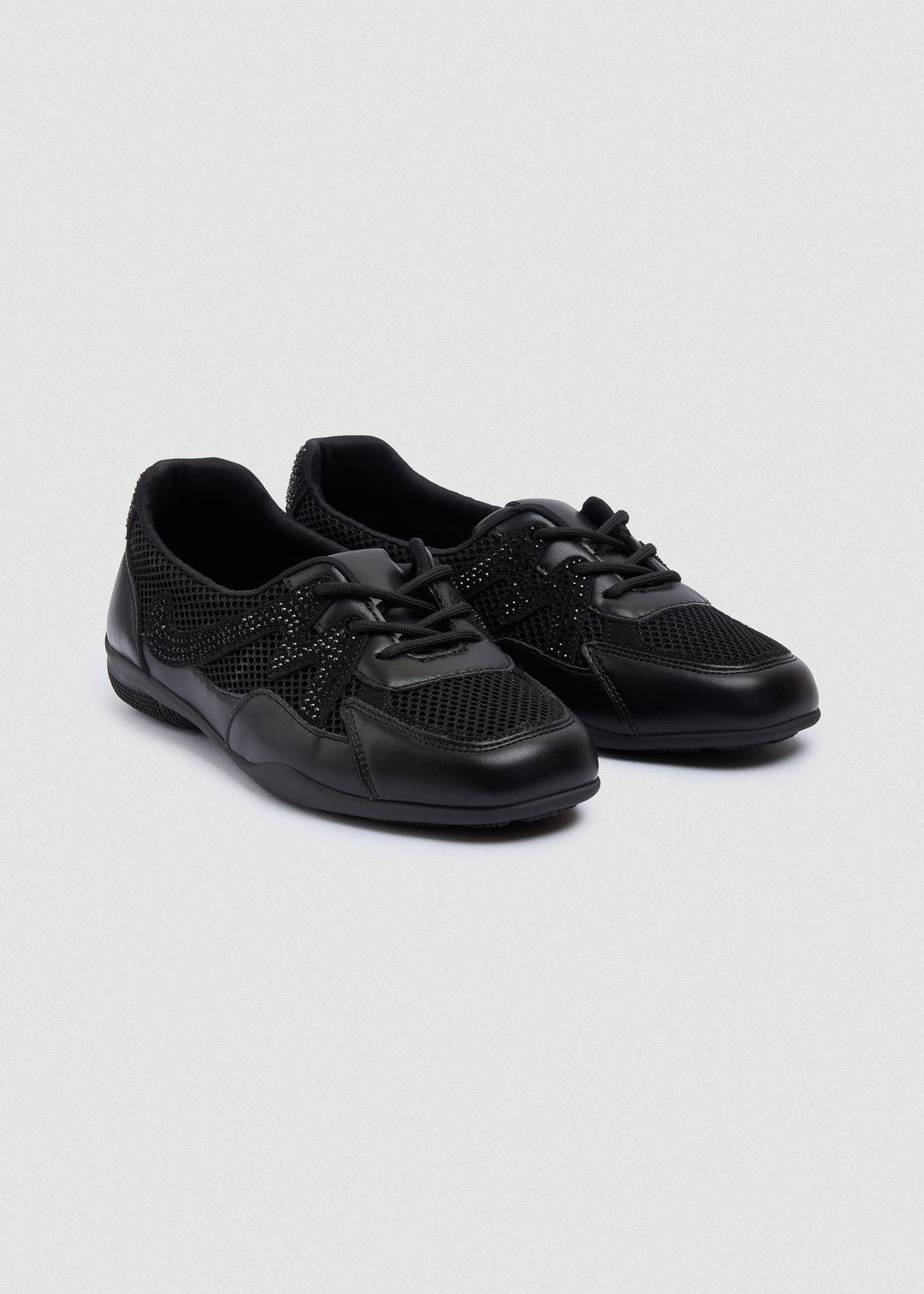 Mesh Rhinestone Sneakers - Black