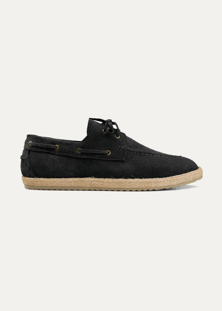 Achilles | Suede Espadrille Boat  - Suede Black