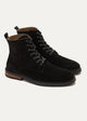 Suede Lace Up Genuine Leather Half Boots | Black