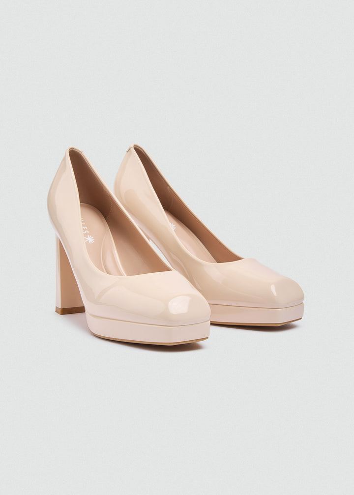 Closed Platform Pumps - Beige