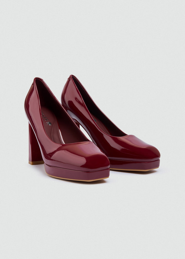 Closed Platform Pumps - Maroon