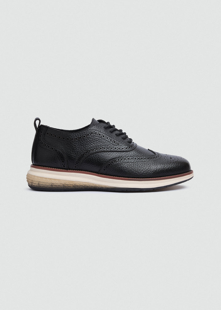 Wingtip Brogue Lace-Up - Textured Black