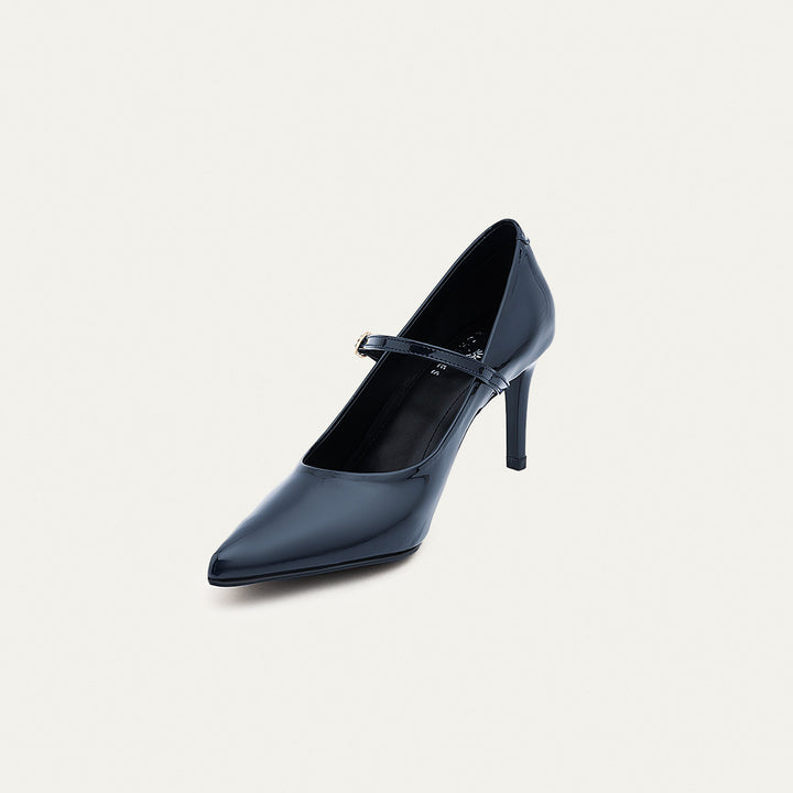Ivory Elegance Mary Jane Heels | Navy Blue