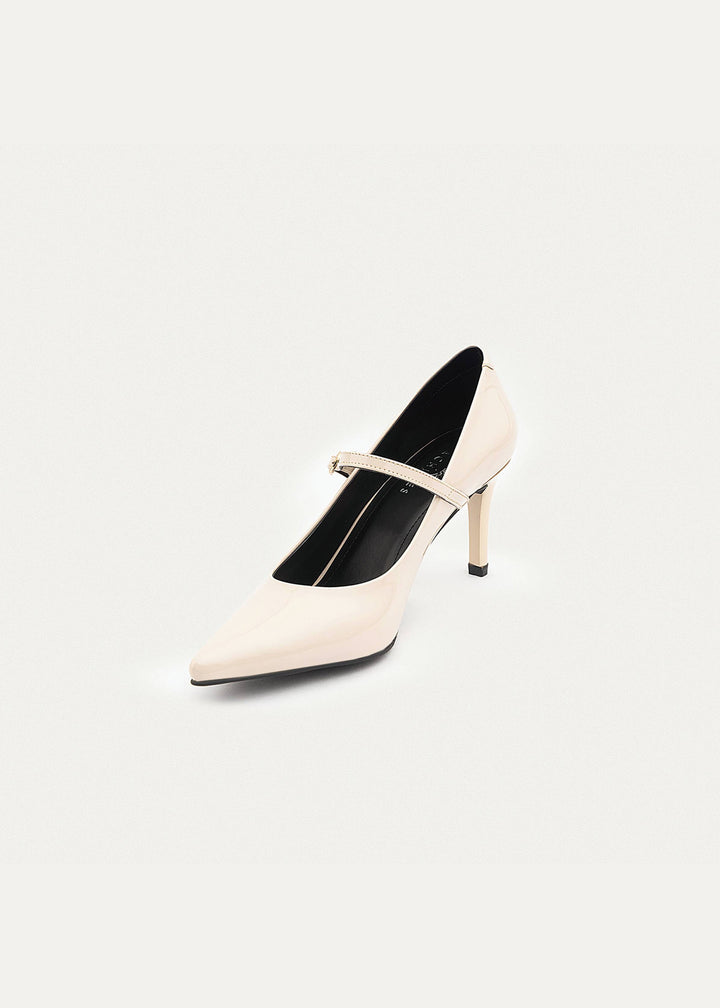 Ivory Elegance Mary Jane Heels | Beige