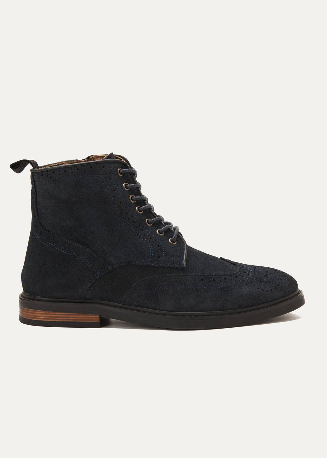 Suede Brogue Genuine Leather Half Boots - Dark Blue