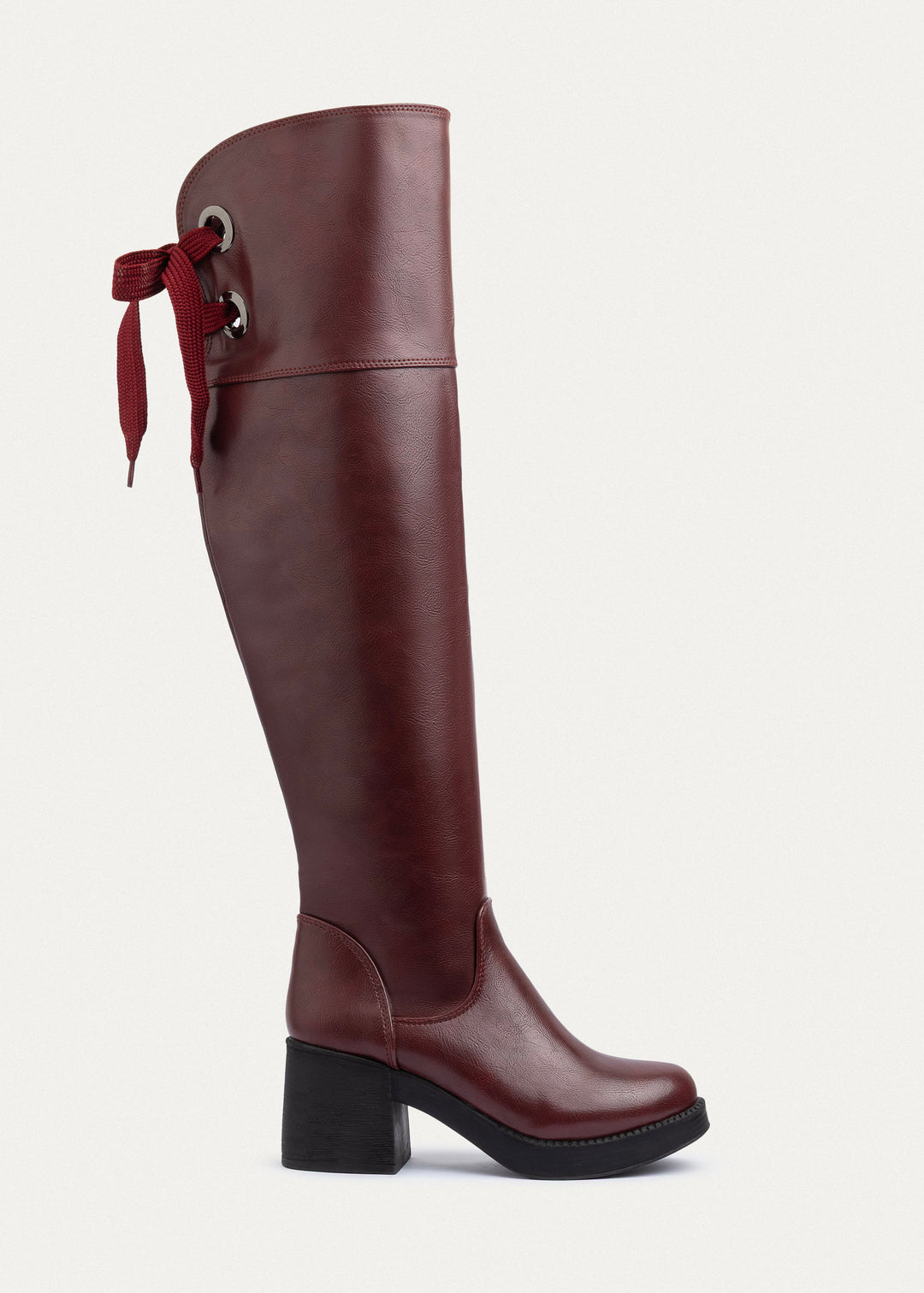 Achilles | Vienna Back-Tie High Boots | Burguandy