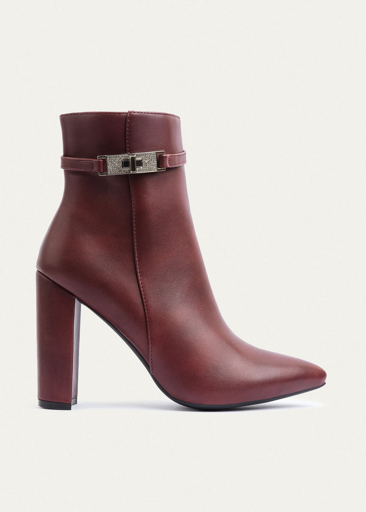 Allure Heeled Ankle Boots | Burgundy