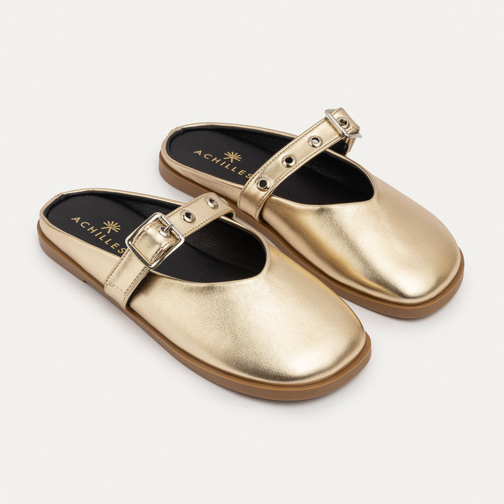 Achilles | Bella Casual Mules - Gold