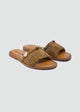 Suede Slides Fringe Stones - Café