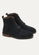 Suede Lace Up Genuine Leather Half Boots | Dark Blue