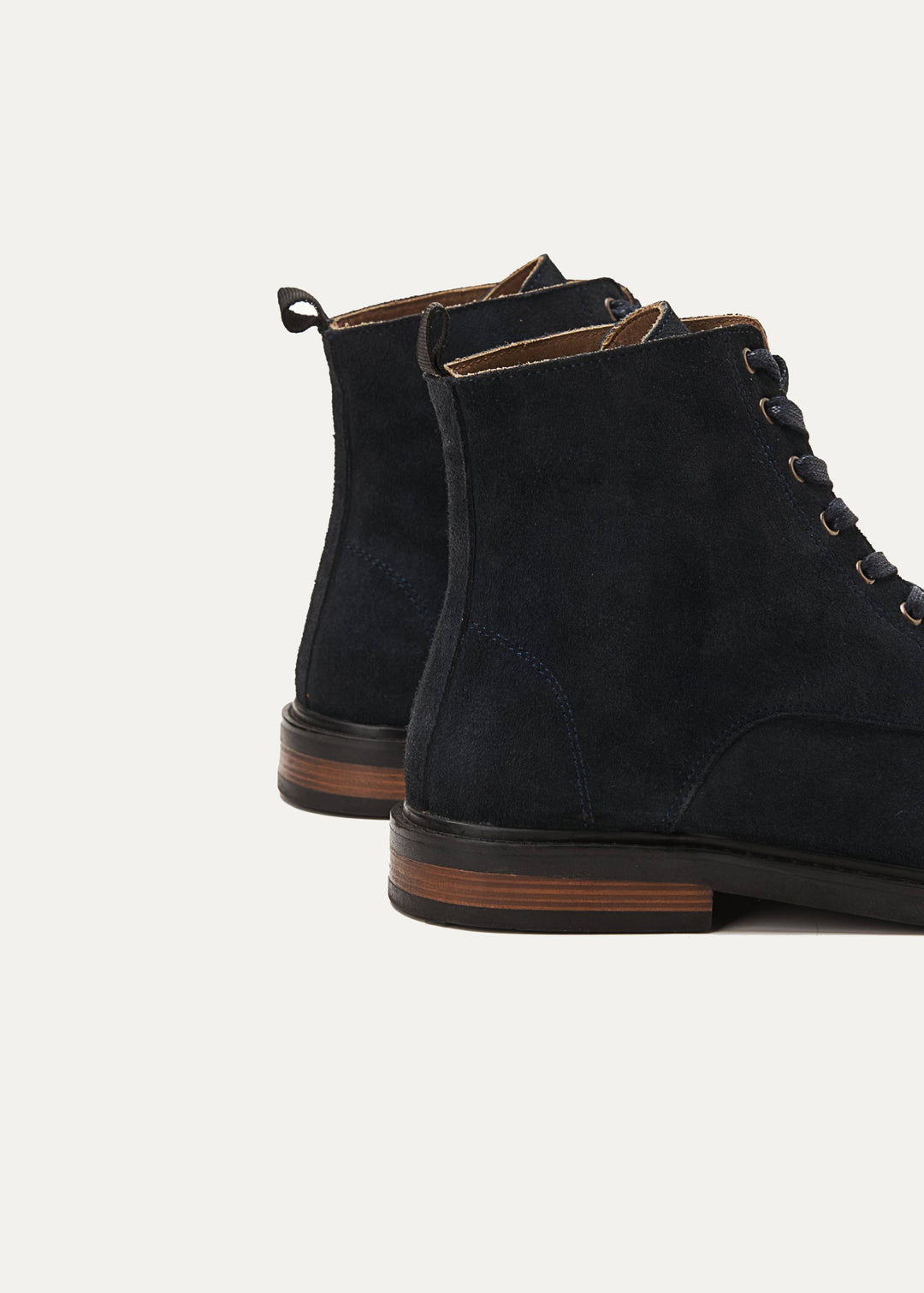 Suede Lace Up Genuine Leather Half Boots - Dark Blue